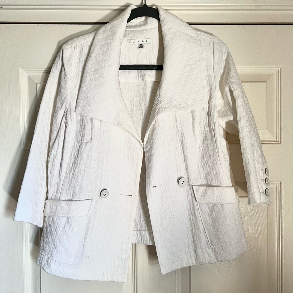 CAbi White Textured Blazer